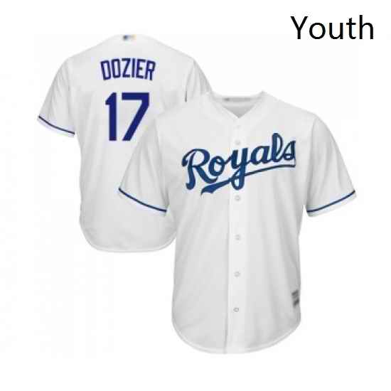 Youth Kansas City Royals 17 Hunter Dozier Replica White Home Cool Base Baseball Jersey